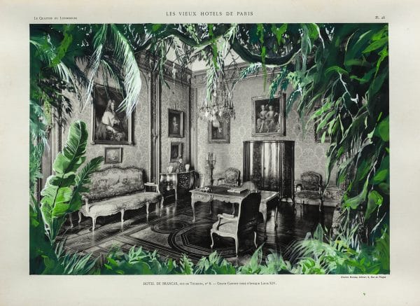 Ars Memoriae ( A Green Scenery ) - 32 x 44 cm - gouache on vintage found document -2020