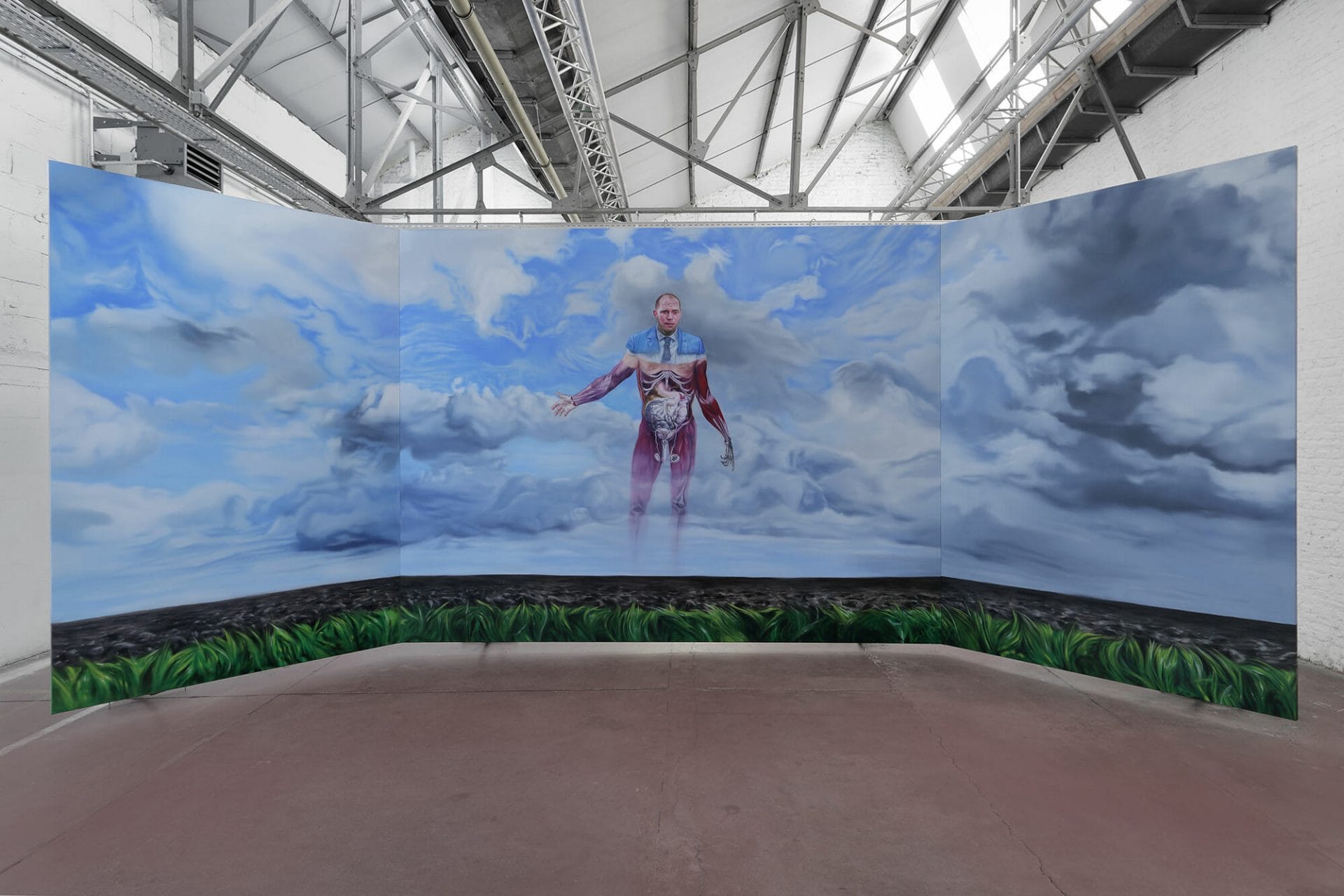 The Field - 790 x 300 cm - 2019 - Huile sur toile et dispositif d'accrochage en acier - vue de front